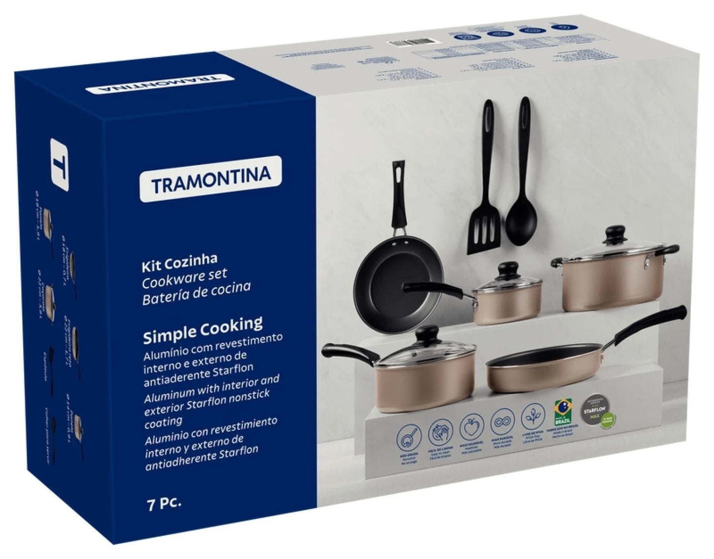 Batería cocina champagne 7 pzas. "Simple Cooking"