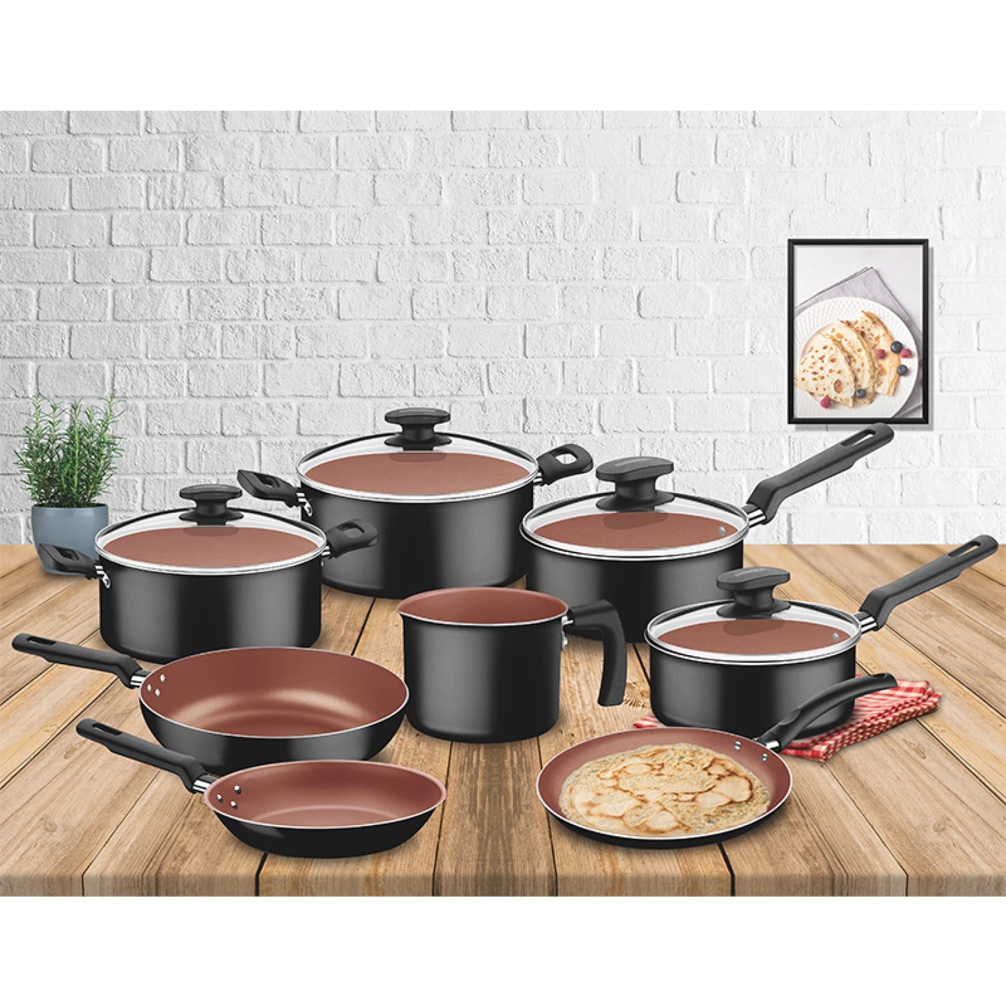 Batería de cocina negra 8 piezas "LORETO"