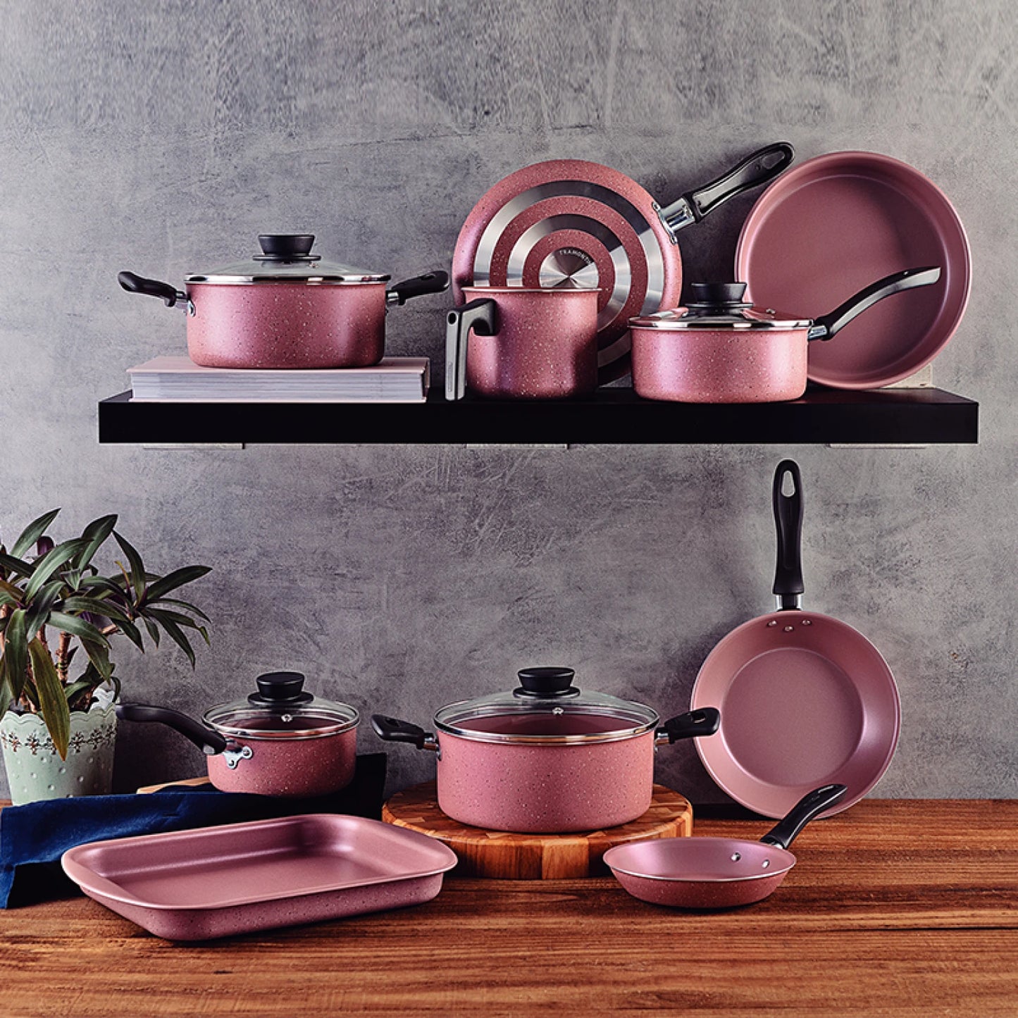 Batería de cocina rosada 10 piezas "TURIM"