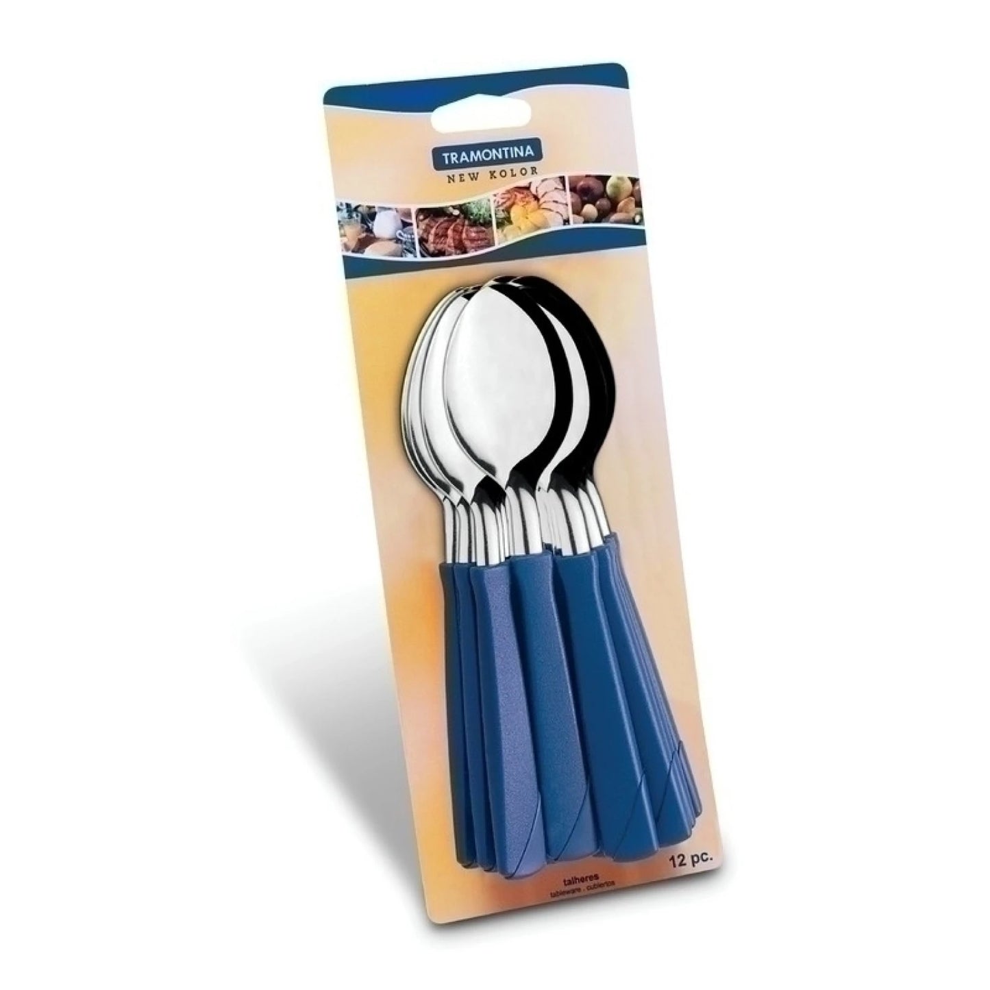 Cuchara de plástico color azul, modelo NEW KOLOR, 12 piezas