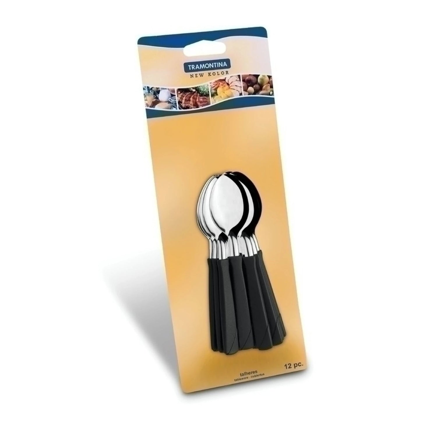 Cuchara té en plástico negro, modelo NEW KOLOR, 12 piezas