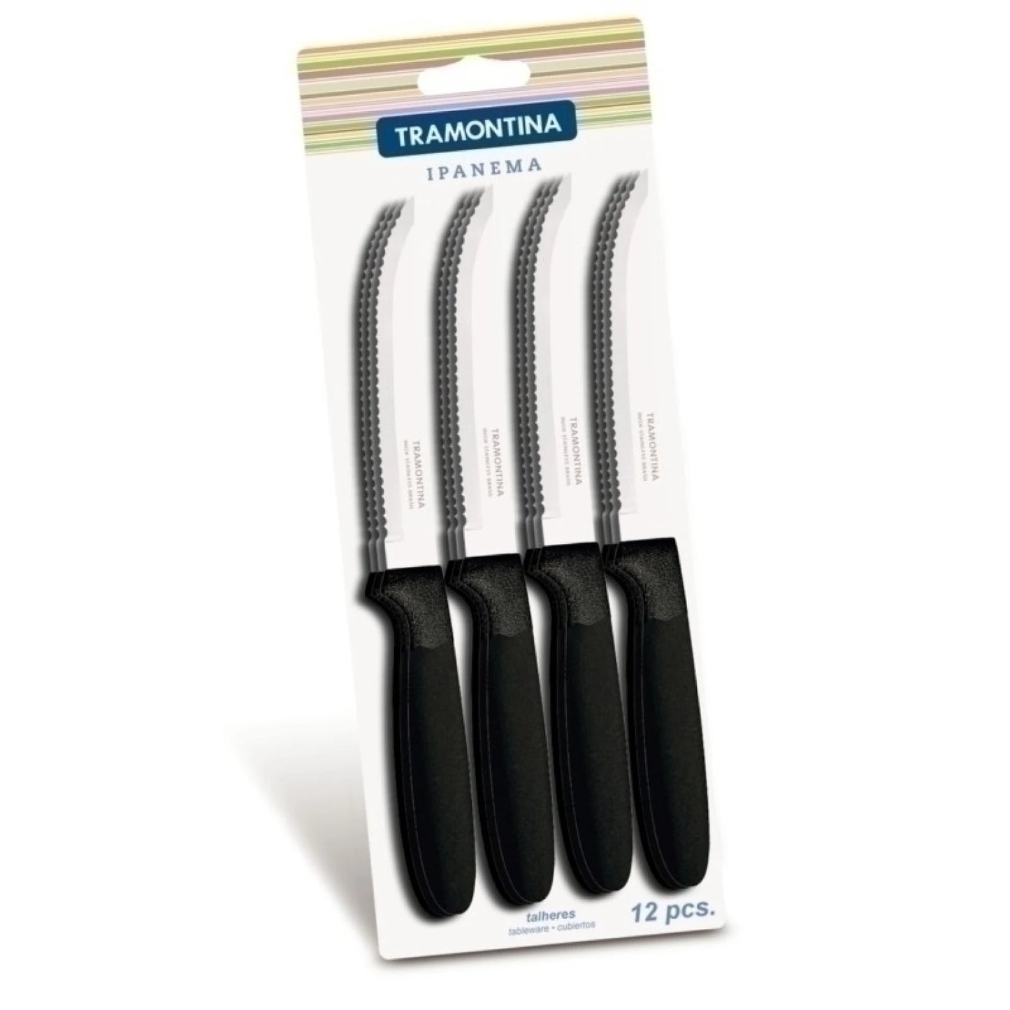 Cuchillo de mesa con mango plástico negro, modelo IPANEMA, 12 piezas