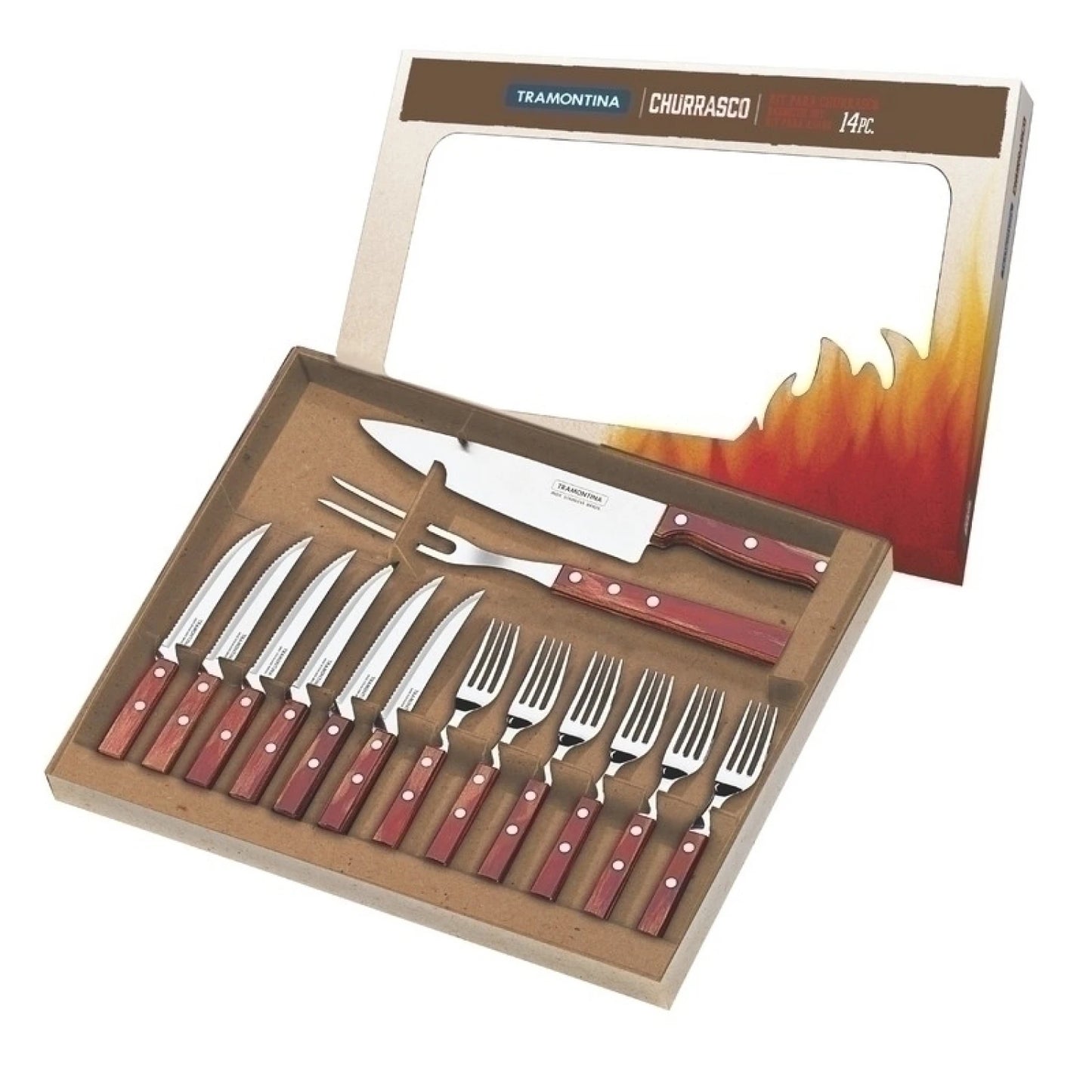 Cuchillo para asado modelo CHURRASCO, 14 piezas