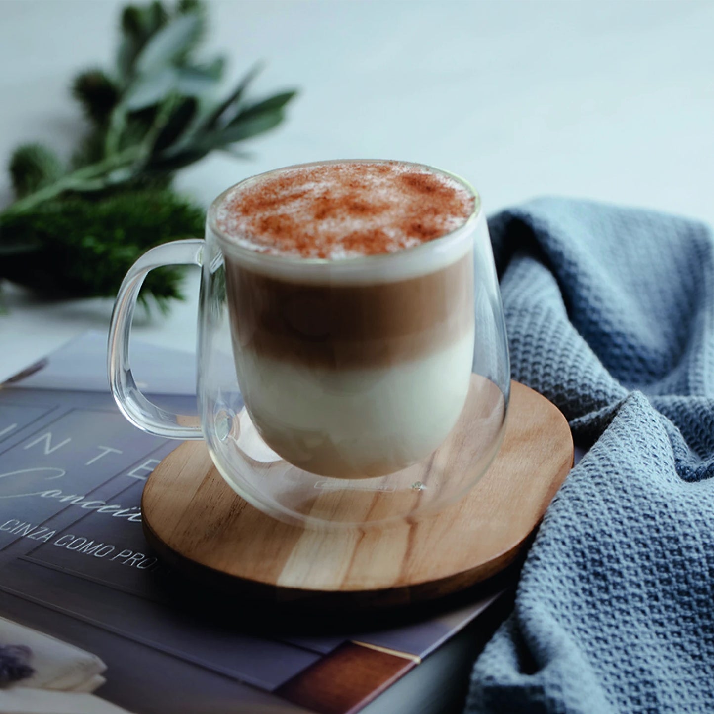 Juego 2 tazas de vidrio doble para té o capuccino
