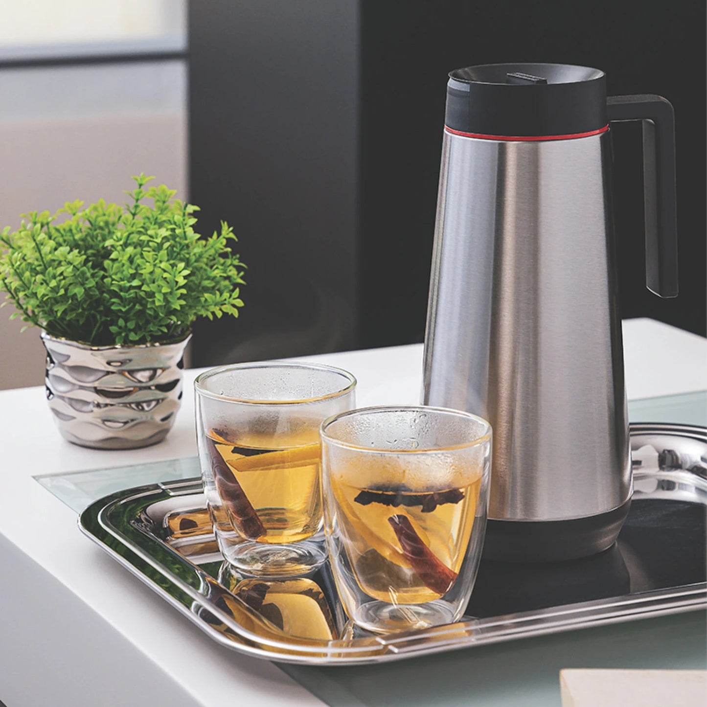 Juego 2 vasos de vidrio doble para té o capuccino