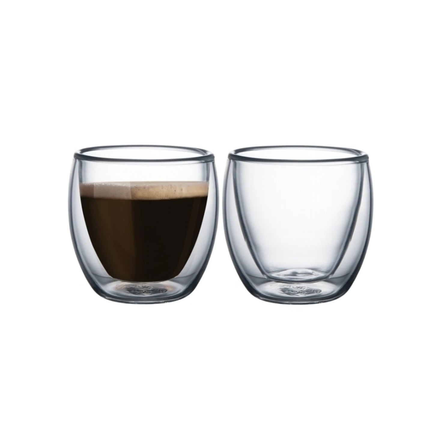Juego 2 vasos, vidrio doble para café