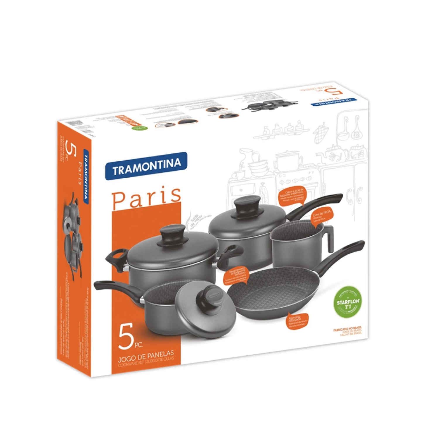 Juego batería de cocina modelo PARIS, 5 piezas