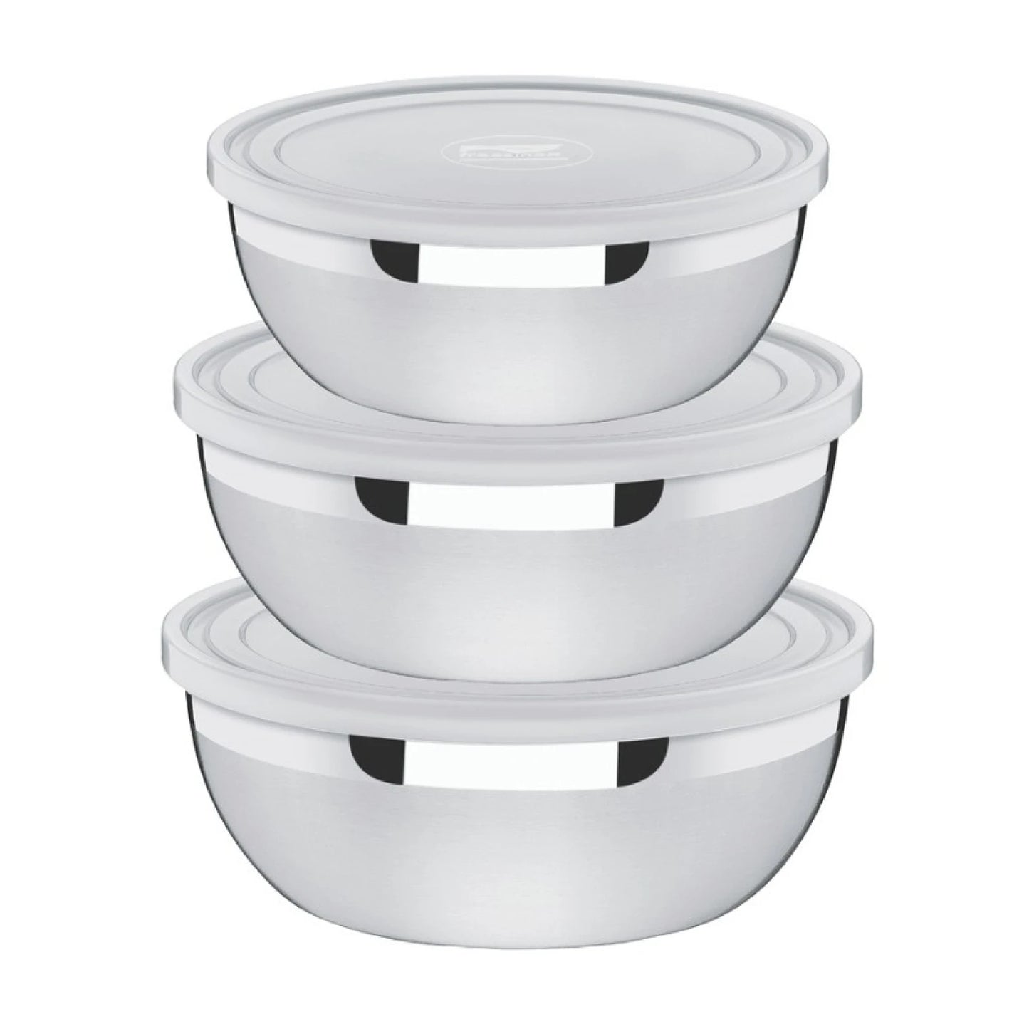 Juego de 3 bowl redondos con tapa, modelo FREEZINOX