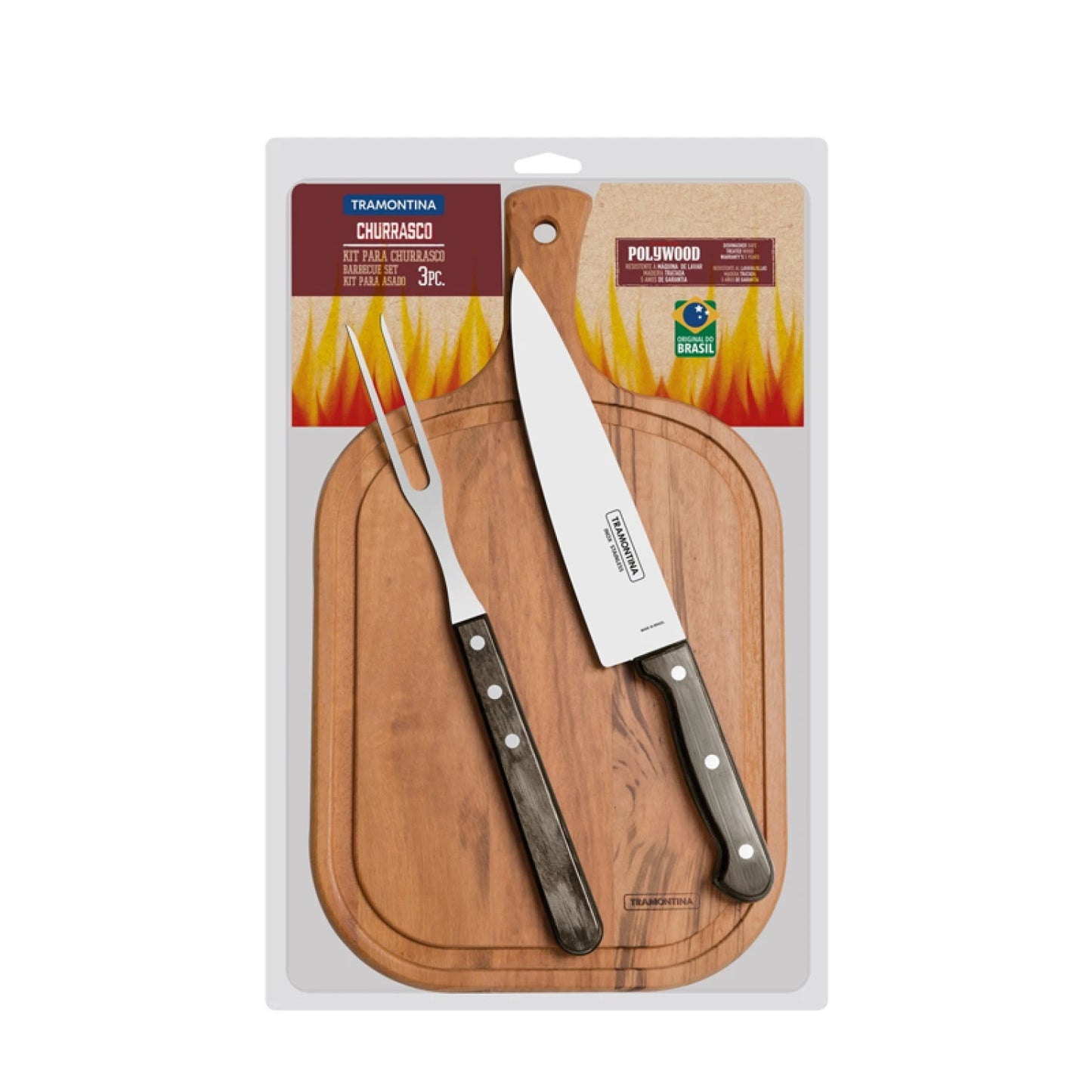 Juego para asado 3 piezas, línea CHURRASCO