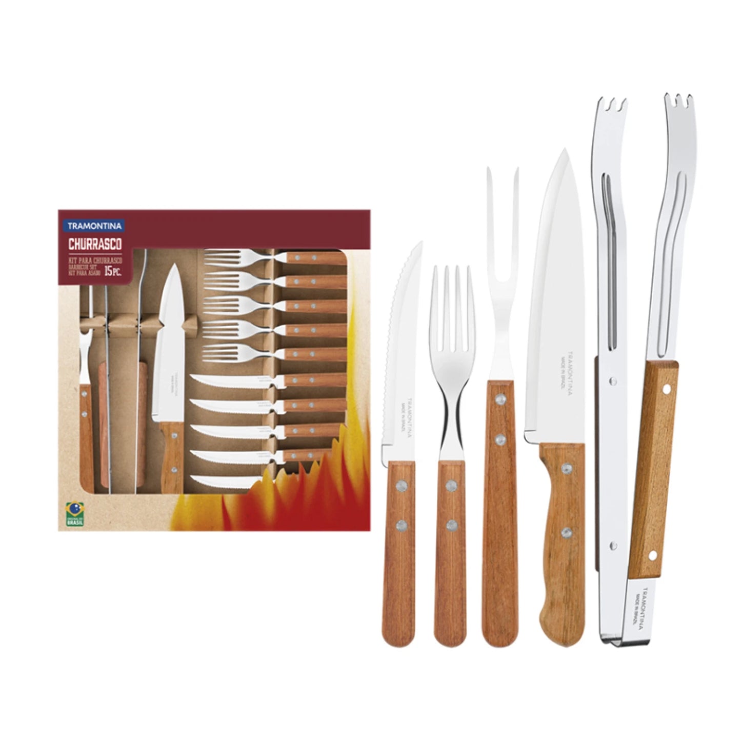 Juego para asado modelo CHURRASCO, 15 piezas