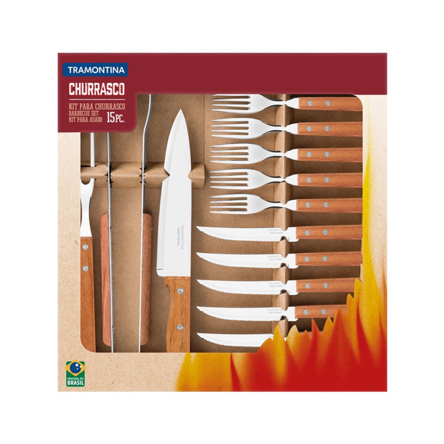 Juego para asado modelo CHURRASCO, 15 piezas