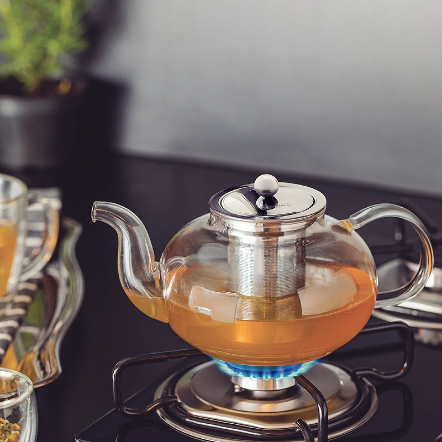 KIT para té - tetera con infusor 1LT + 2 tazas