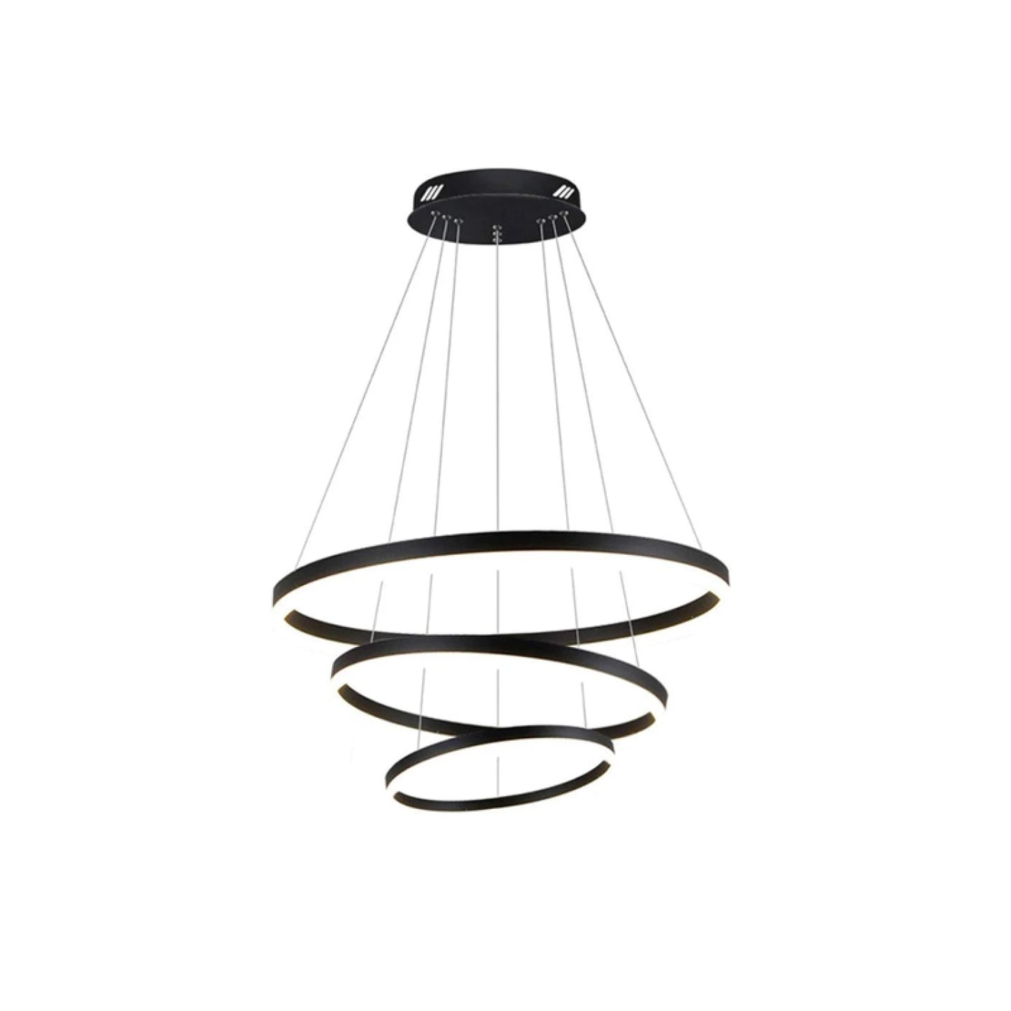 Lámpara colgante LED 60W 3 aros luz hacia adentro
