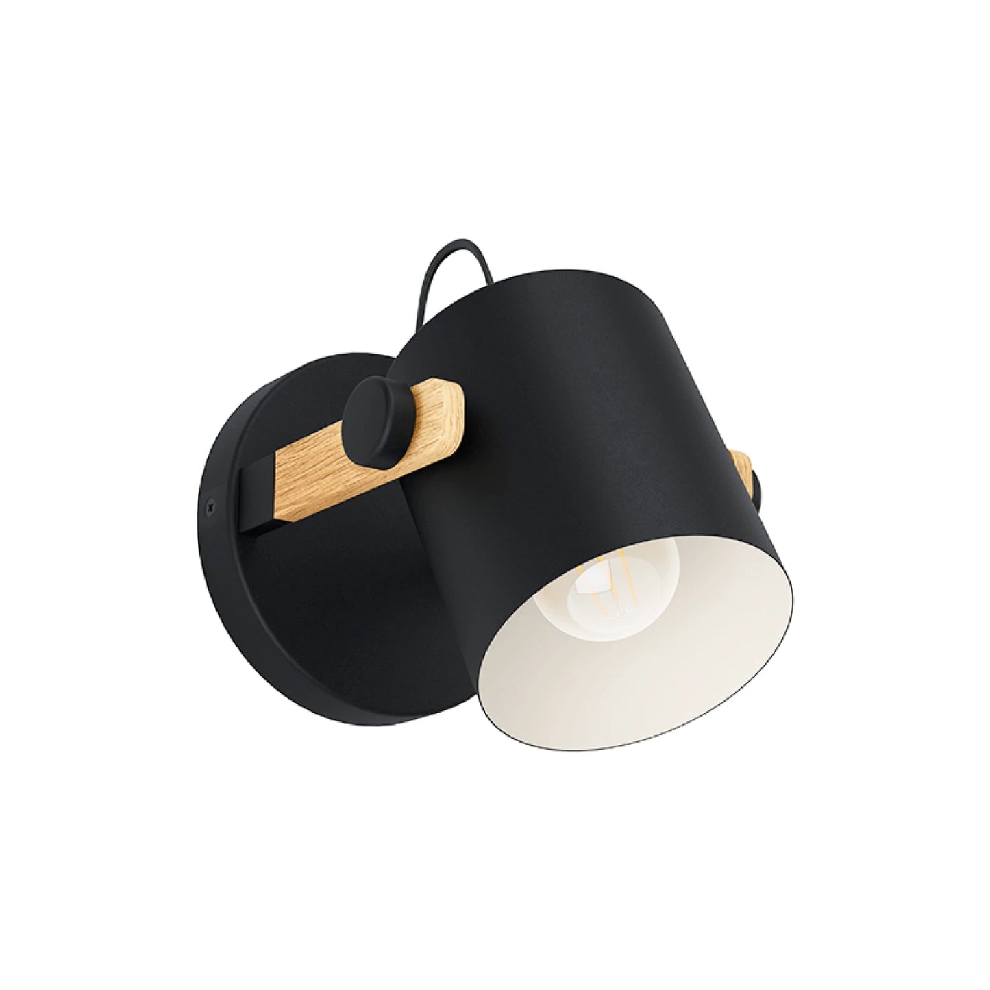 Lámpara de pared E27 spot acero y madera HORNWOOD