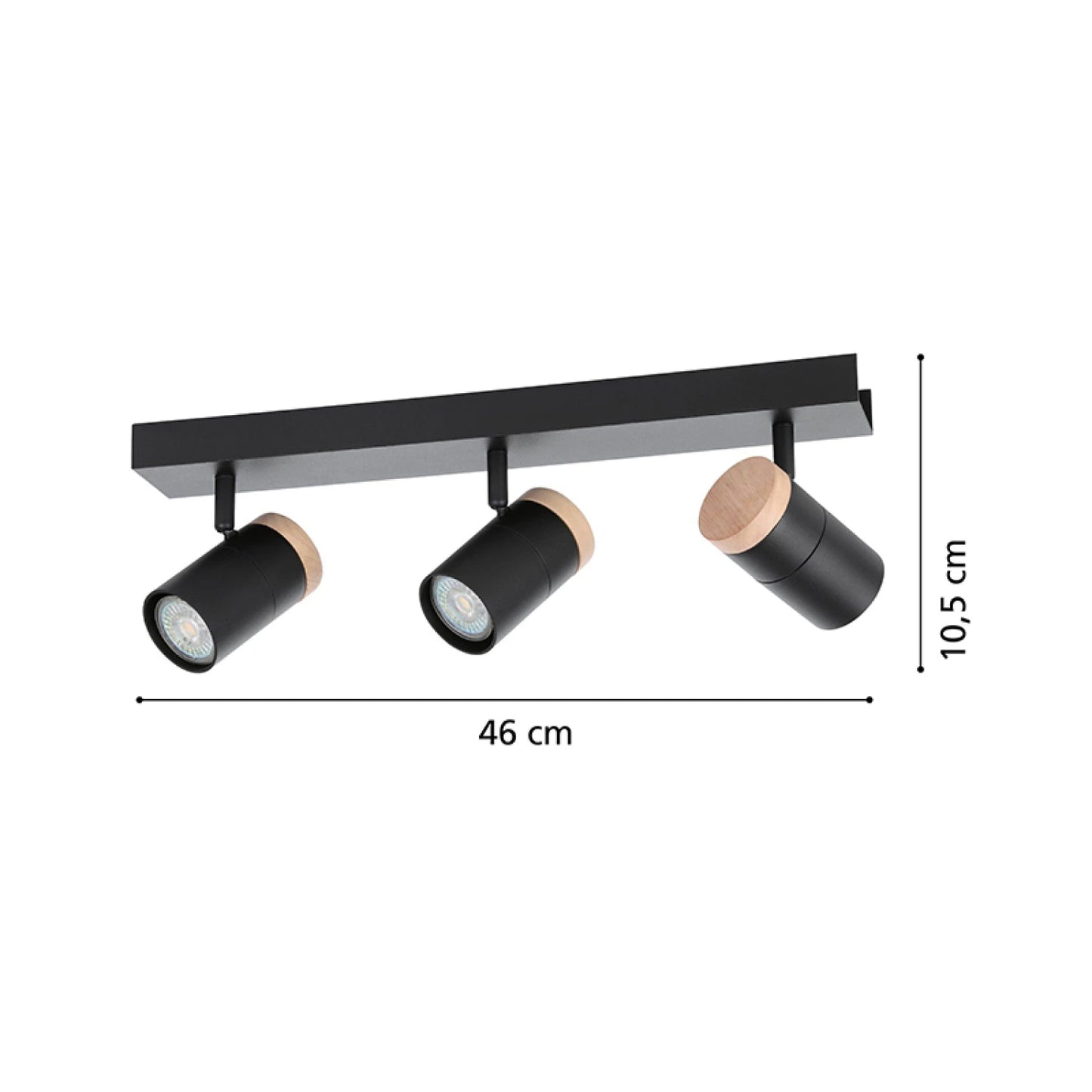 Lámpara de pared o techo 3xGU10 negro CARTAGENA