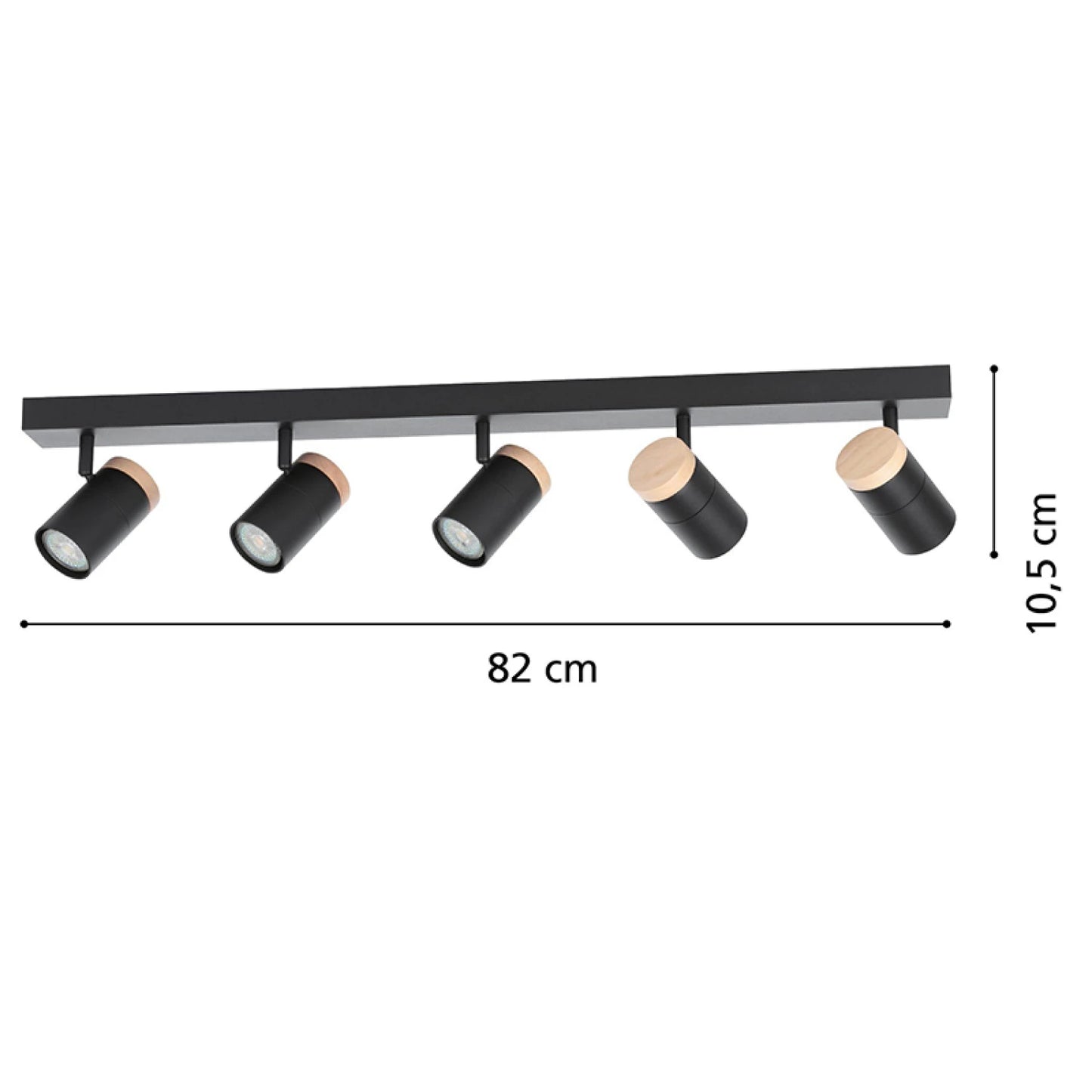 Lámpara de pared o techo 5xGU10 negro CARTAGENA