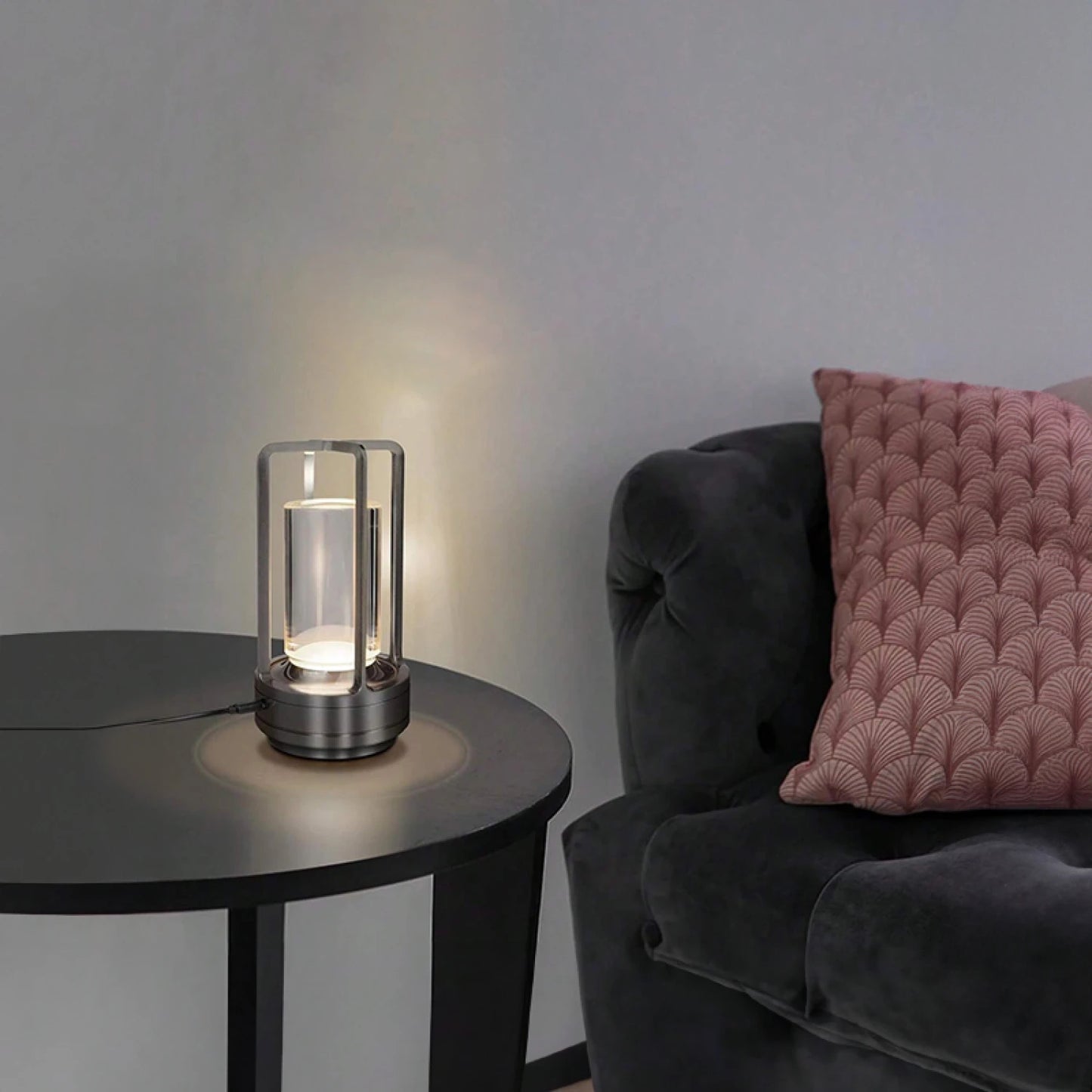 Lámpara mesa LED vintage inalámbrica USB-C