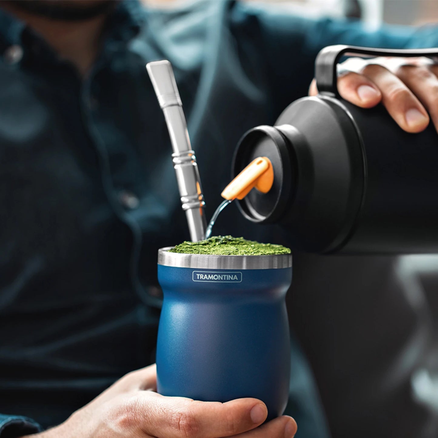 Mate Tramontina azul en acero inoxidable 240ml