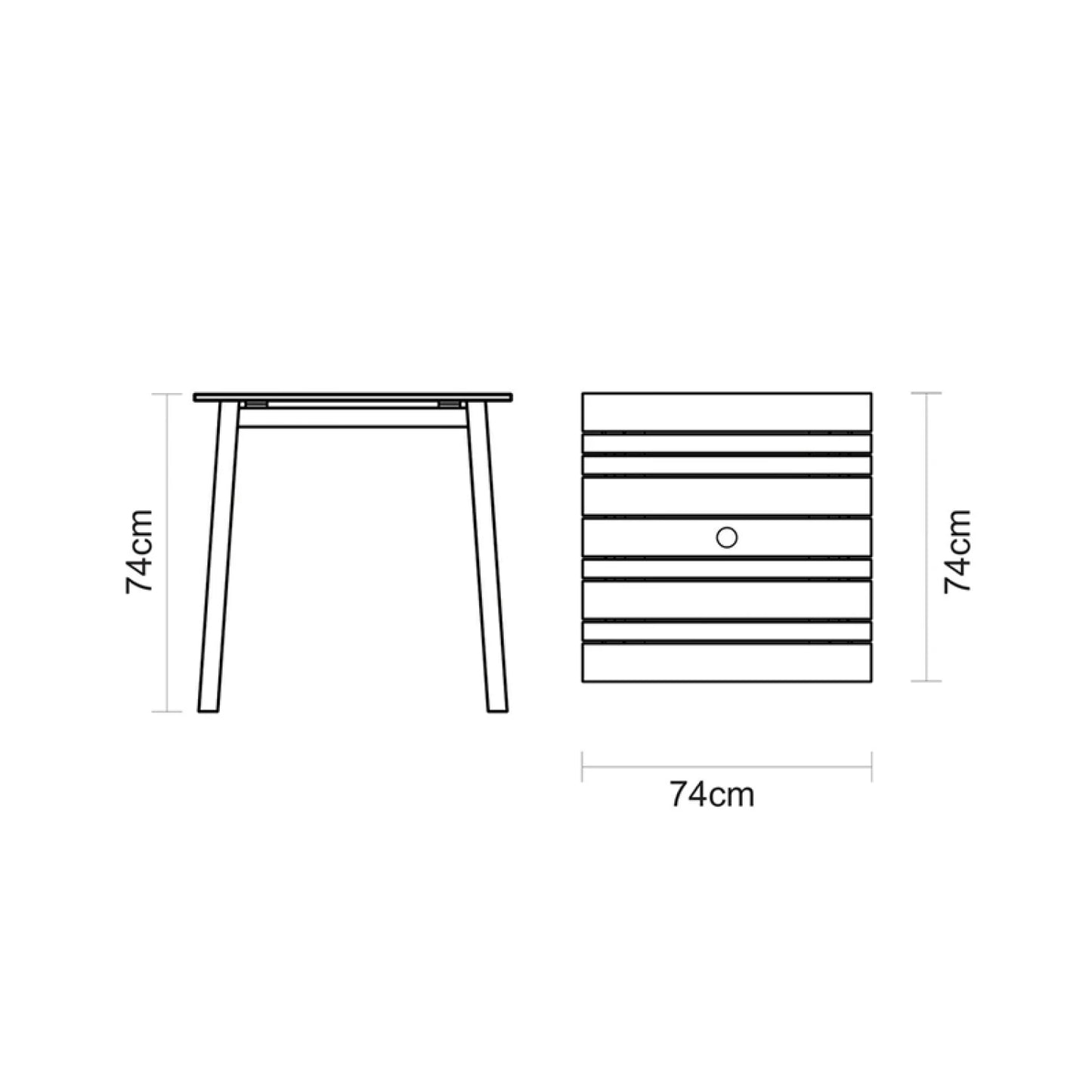 Mesa cuadrada de madera 74cm. "VERONA"