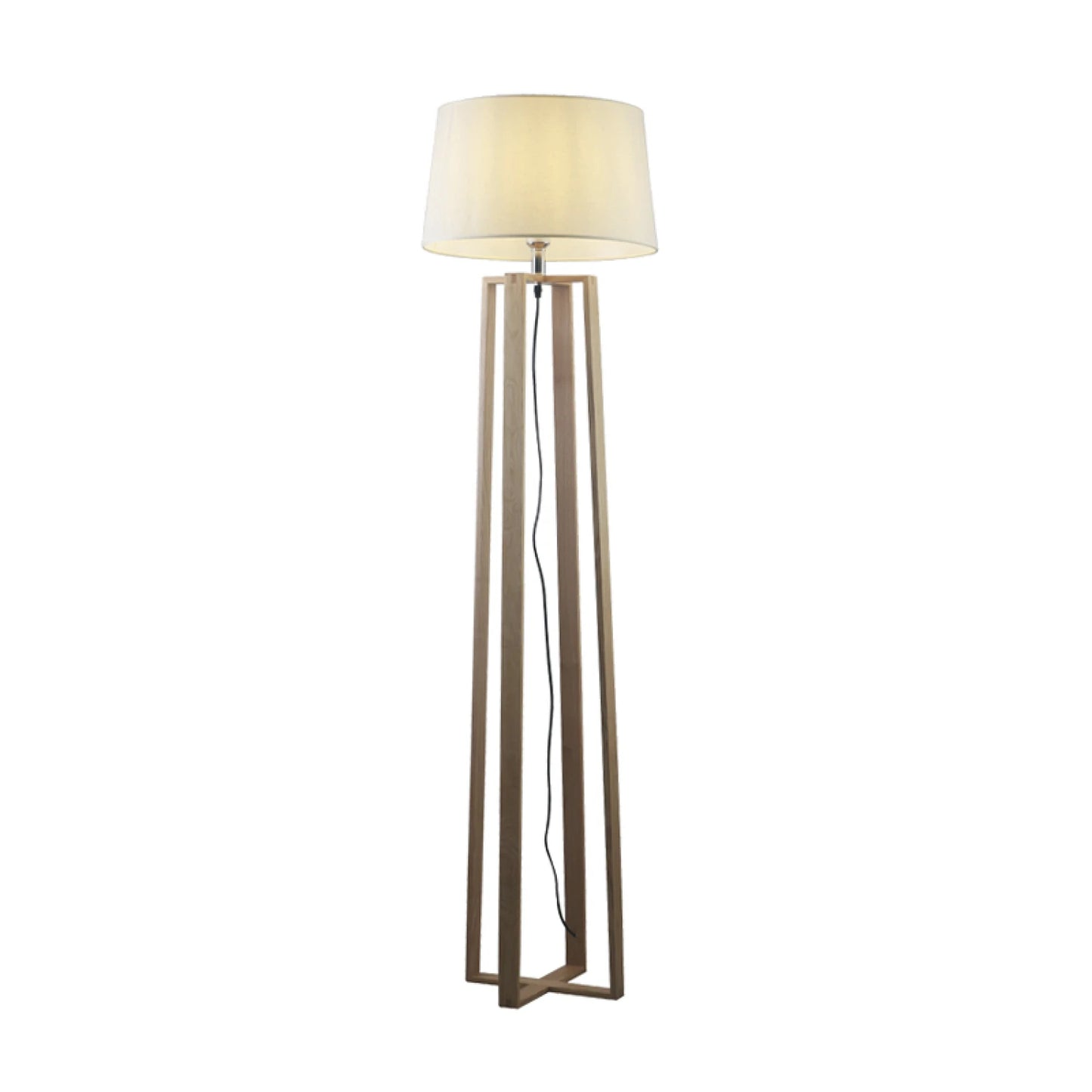 Portátil de pie, madera y pantalla de tela E27