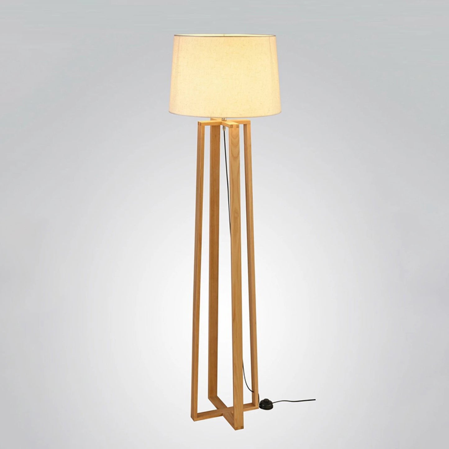 Portátil de pie, madera y pantalla de tela E27