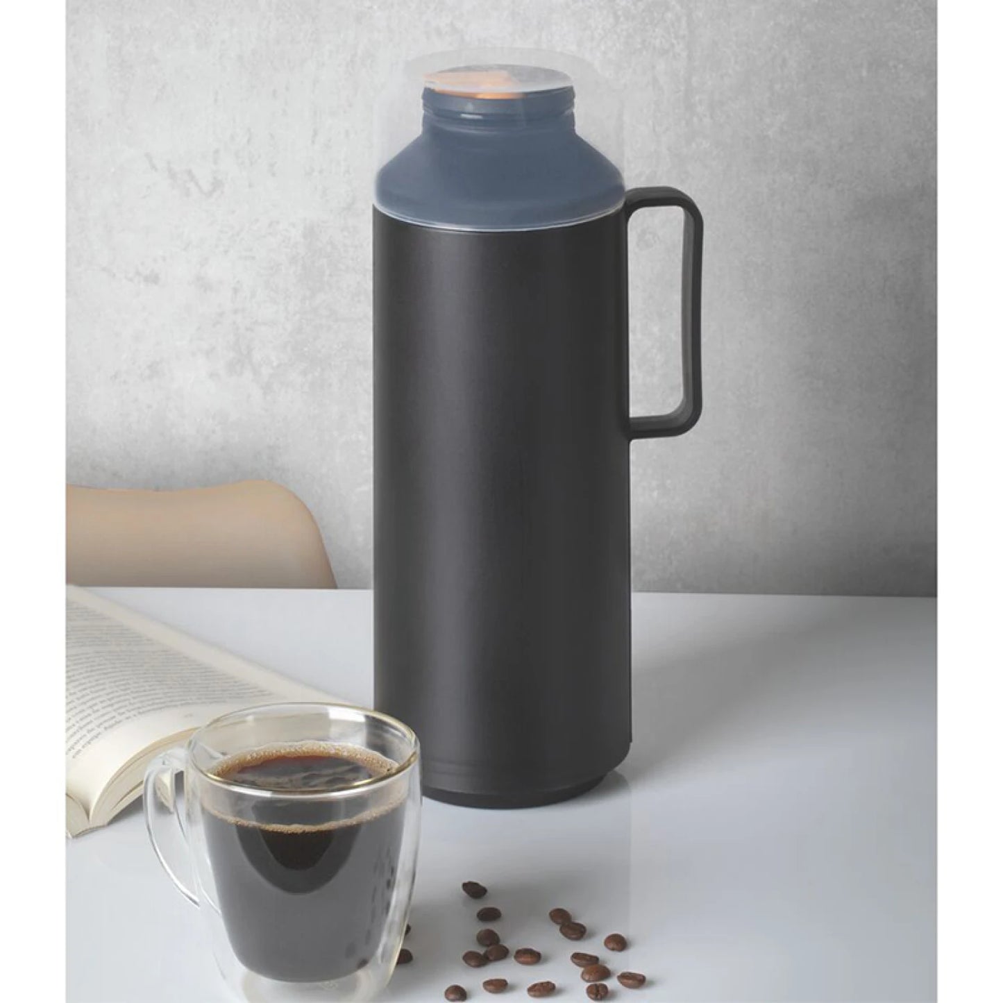 Termo ppl negro 1 lt. c/ ampolla de vidrio "EXATA"