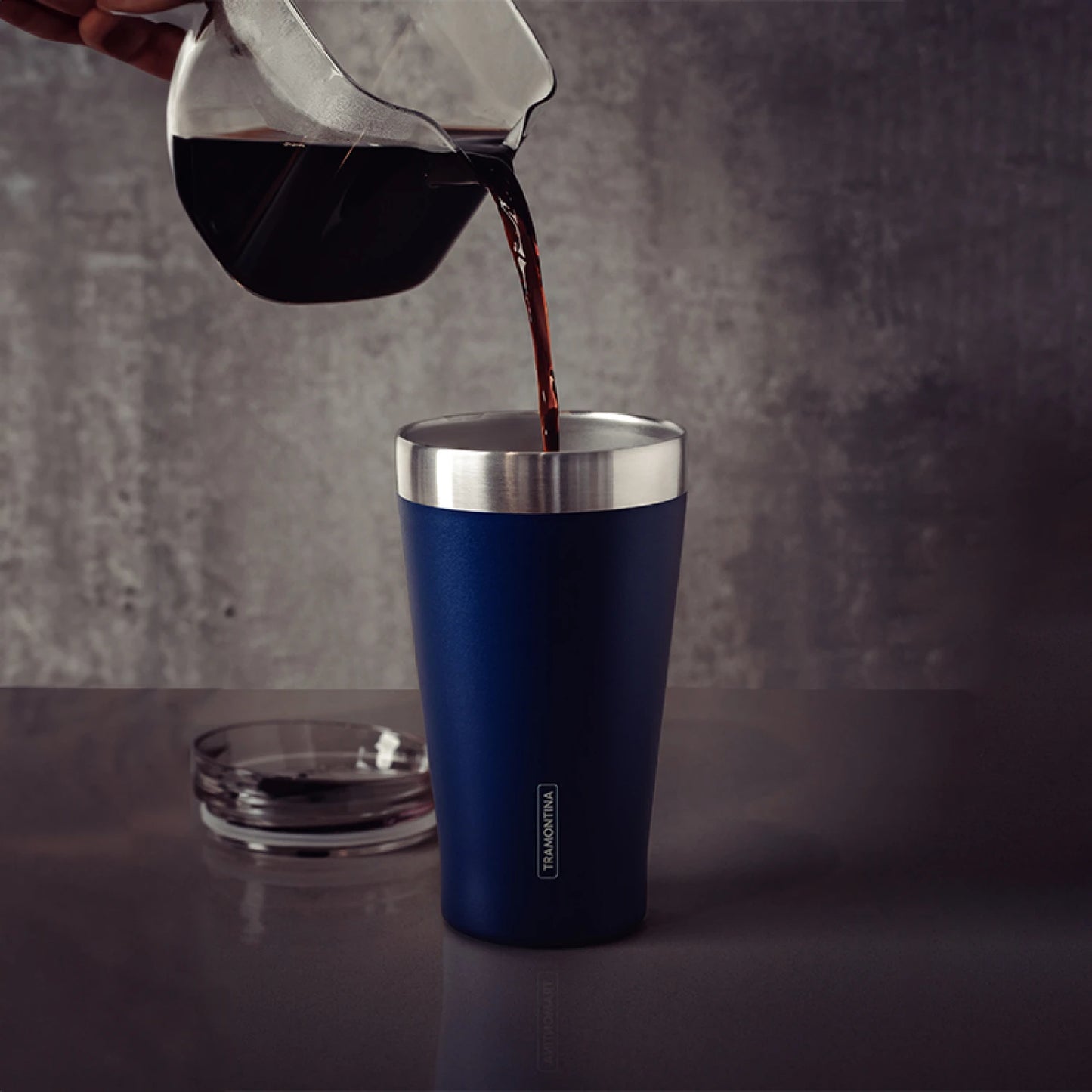 Vaso térmico azul con tapa 550ml