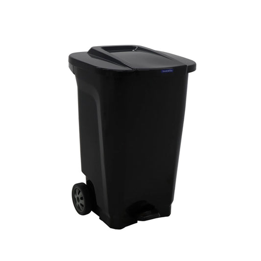 Basurero "T-FORCE" 100 lt. en ppl negro c/ ruedas