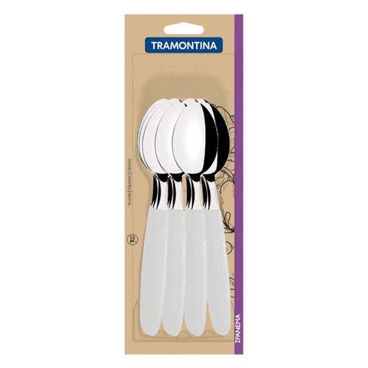 Cuchara de mesa 12 piezas, mango blanco "IPANEMA"
