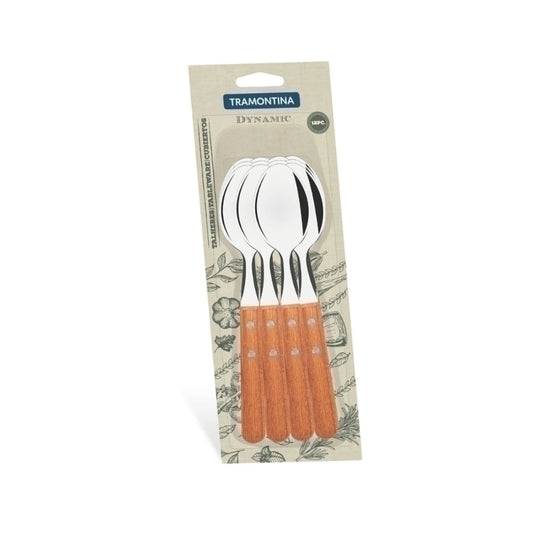 Cuchara de mesa con mango de madera modelo DYNAMIC, 12 piezas