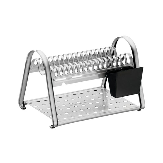 Escurridor para platos en cromo y negro, modelo CICLO