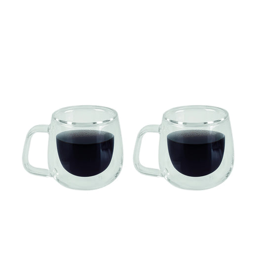 Juego 2 tazas de vidrio doble para té o capuccino