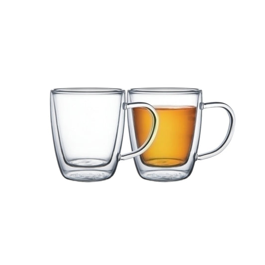 Juego 2 tazas, vidrio doble para té
