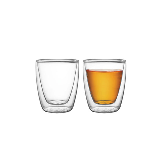 Juego 2 vasos de vidrio doble para té o capuccino
