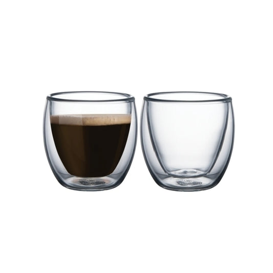 Juego 2 vasos, vidrio doble para café