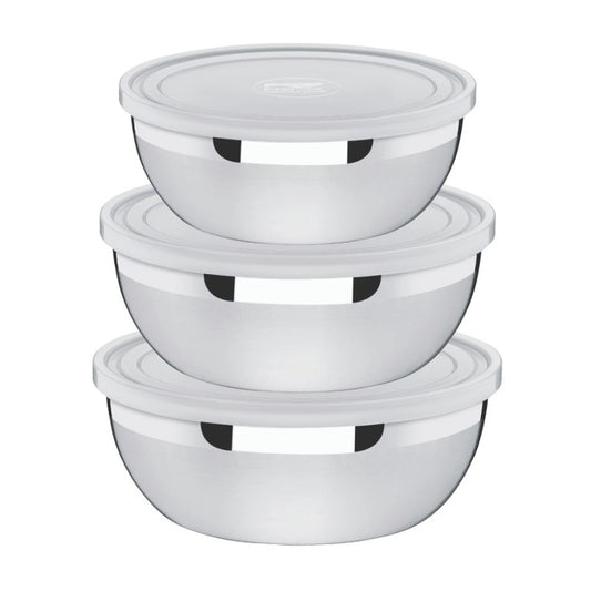 Juego de 3 bowl redondos con tapa, modelo FREEZINOX