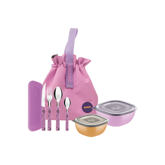 Juego lonchera térmica 8 piezas "GROOVY BREAKFAST"
