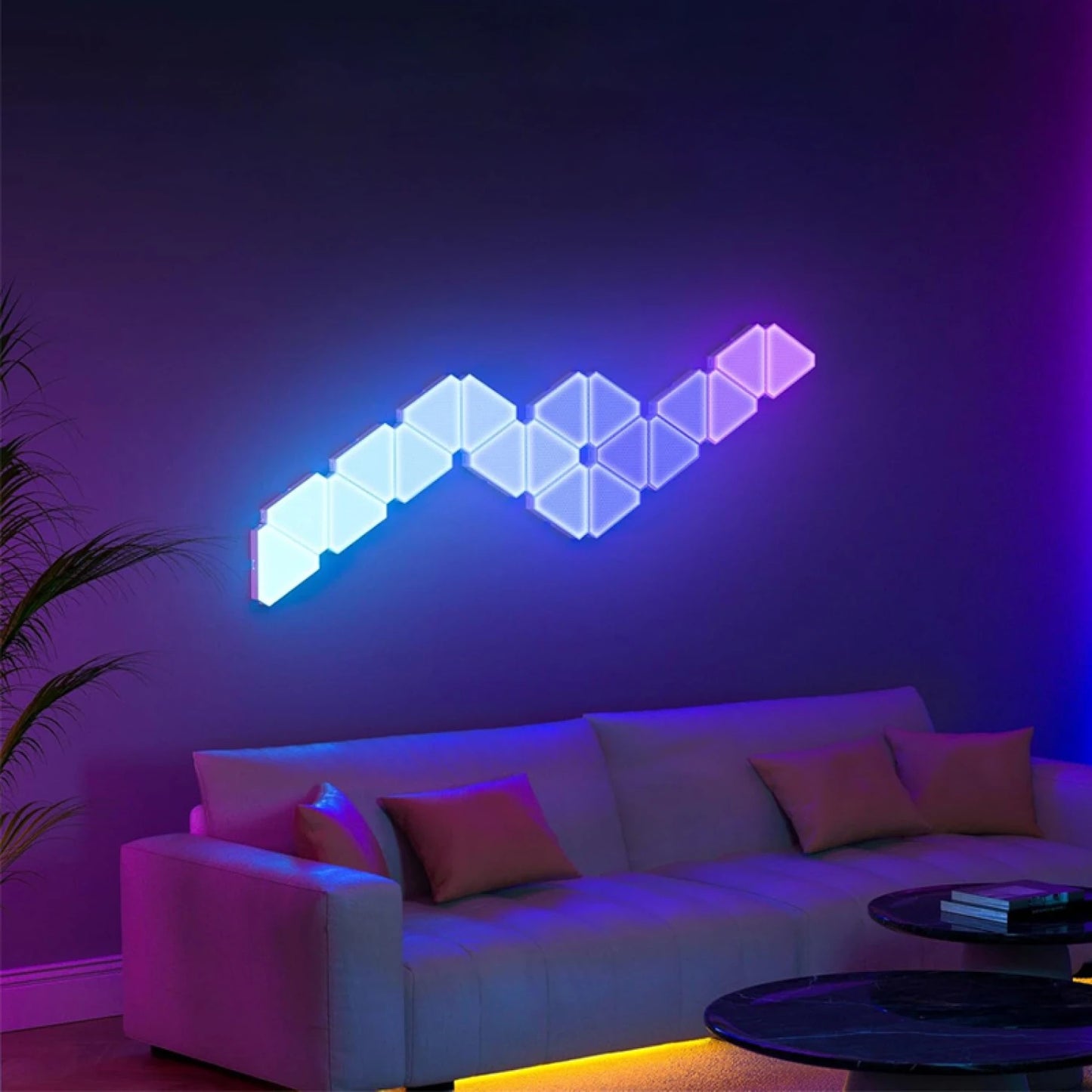 Panel LED gaming 6 triángulos RGB WIFI control RF