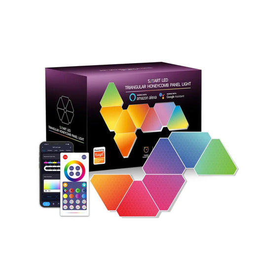 Panel LED gaming 10 triángulos RGB WIFI control RF