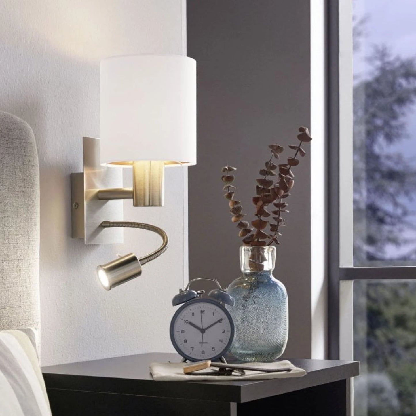 Portátil pared gris c/LED lectura Ø15 PASTERI