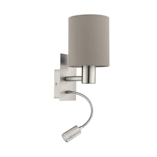 Portátil pared gris c/LED lectura Ø15 PASTERI