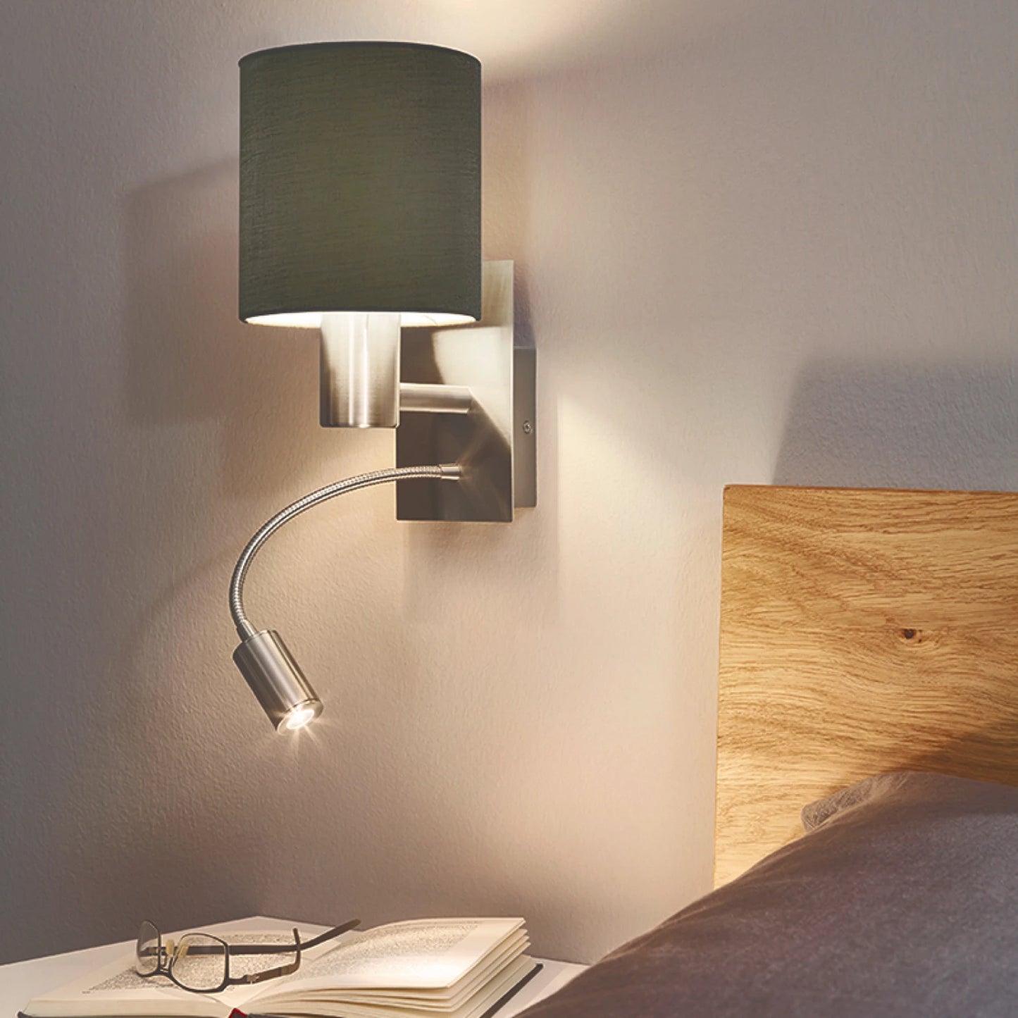 Portátil pared gris c/LED lectura Ø15 PASTERI