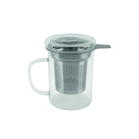 Taza de vidrio con infusor de té 0.35 lts.